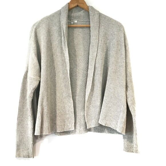 Madewell Horizontide Grey Open Front Cardigan Ribbed Cotton Blend Small - Picture 2 of 8